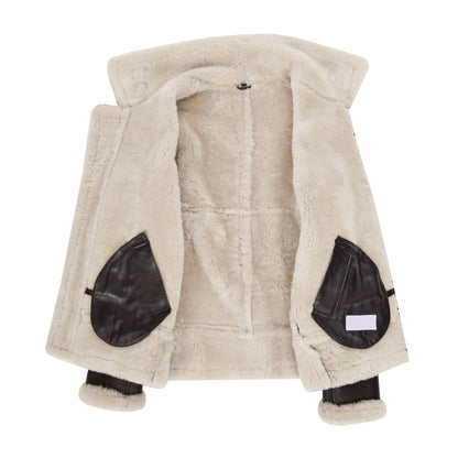 Men's Classic B3 Original Sheepskin Jacket Brown White - genuine sheepskin jacket in brown white with two outer pockets