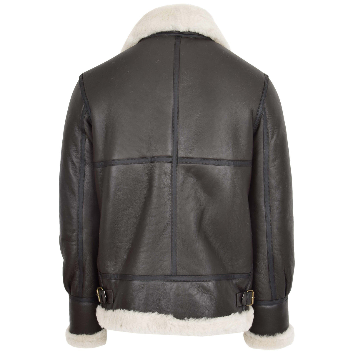 Men's Classic B3 Original Sheepskin Jacket Brown White - genuine sheepskin jacket in brown white with b3