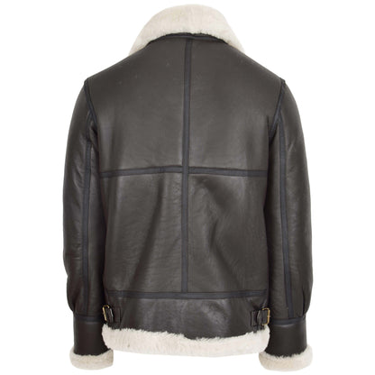 Men's Classic B3 Original Sheepskin Jacket Brown White - genuine sheepskin jacket in brown white with b3