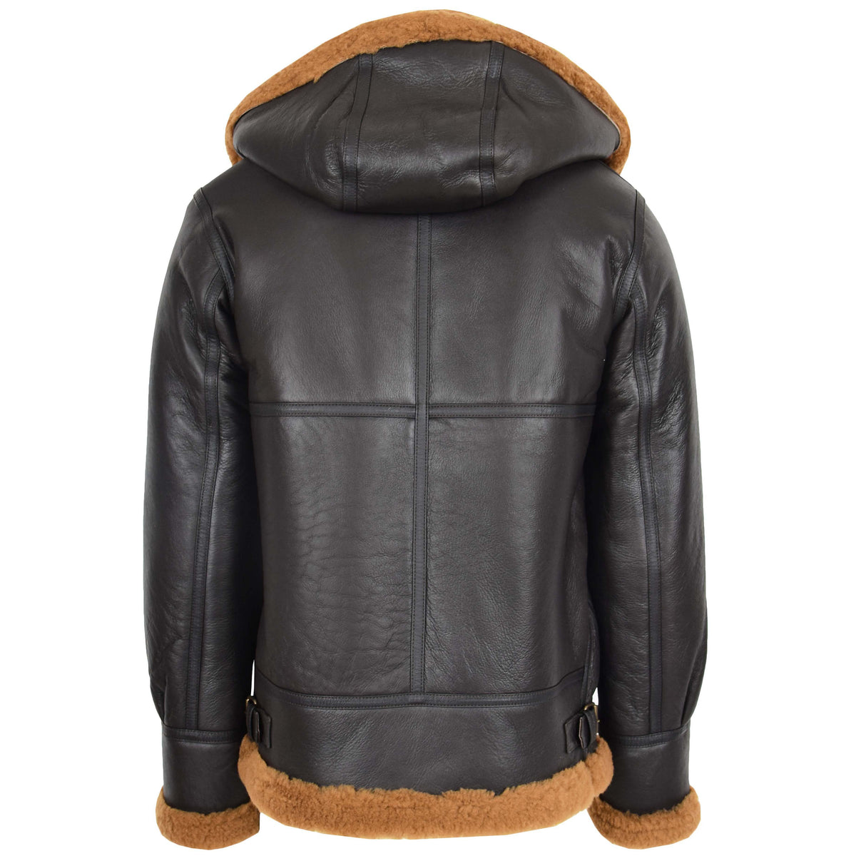 Men's B3 Sheepskin Jacket Detachable Hoodie Ruben Brown Ginger - genuine sheepskin jacket in brown ginger with detachable hood