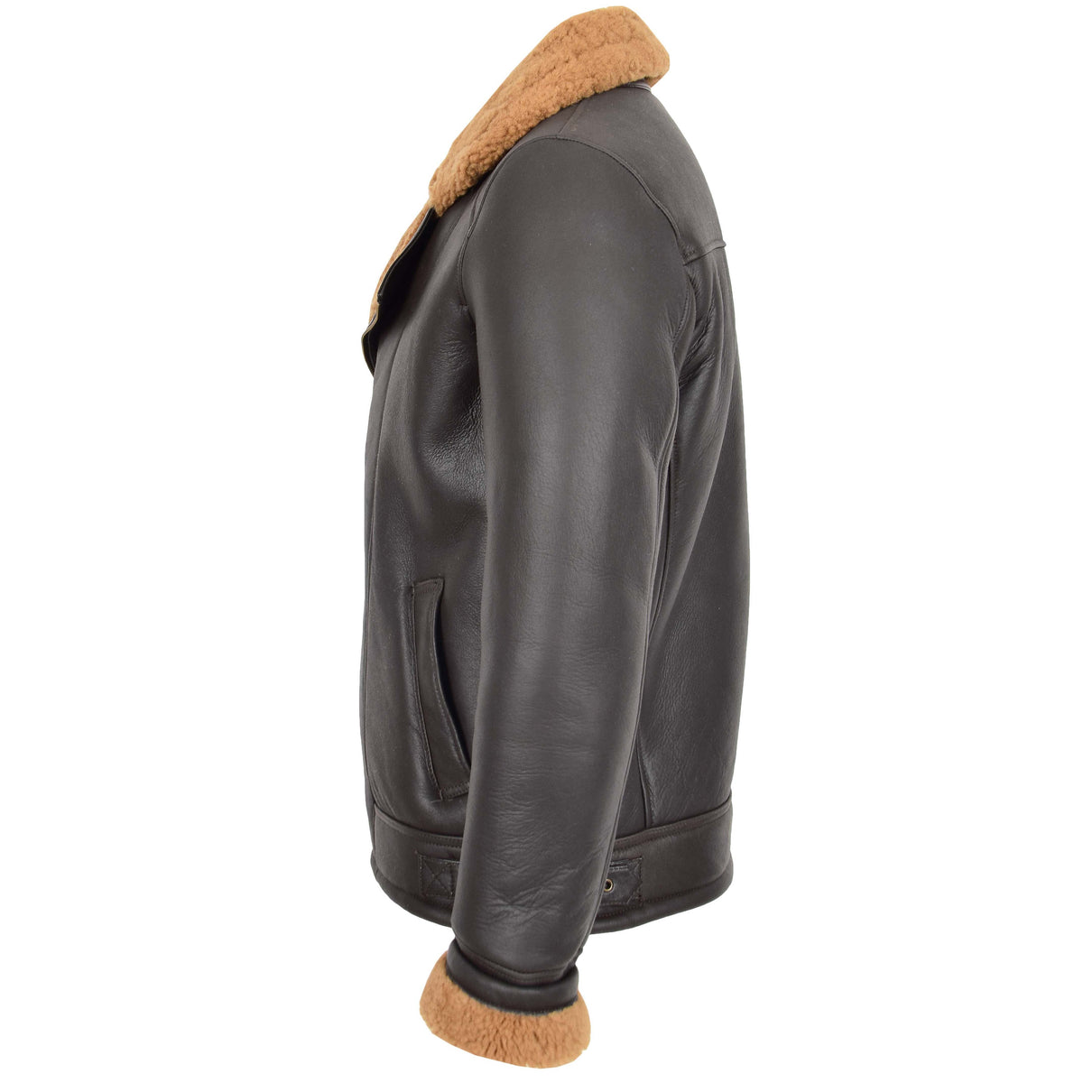Mens Aviator Sheepskin Pilot Jacket Blen Brown Ginger - genuine sheepskin jacket in brown ginger with aviator