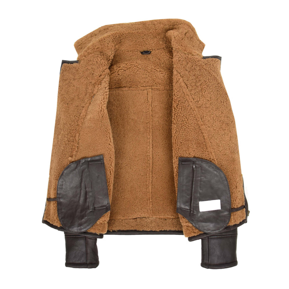 Mens Aviator Sheepskin Pilot Jacket Blen Brown Ginger - genuine sheepskin jacket in brown ginger with two outer pockets