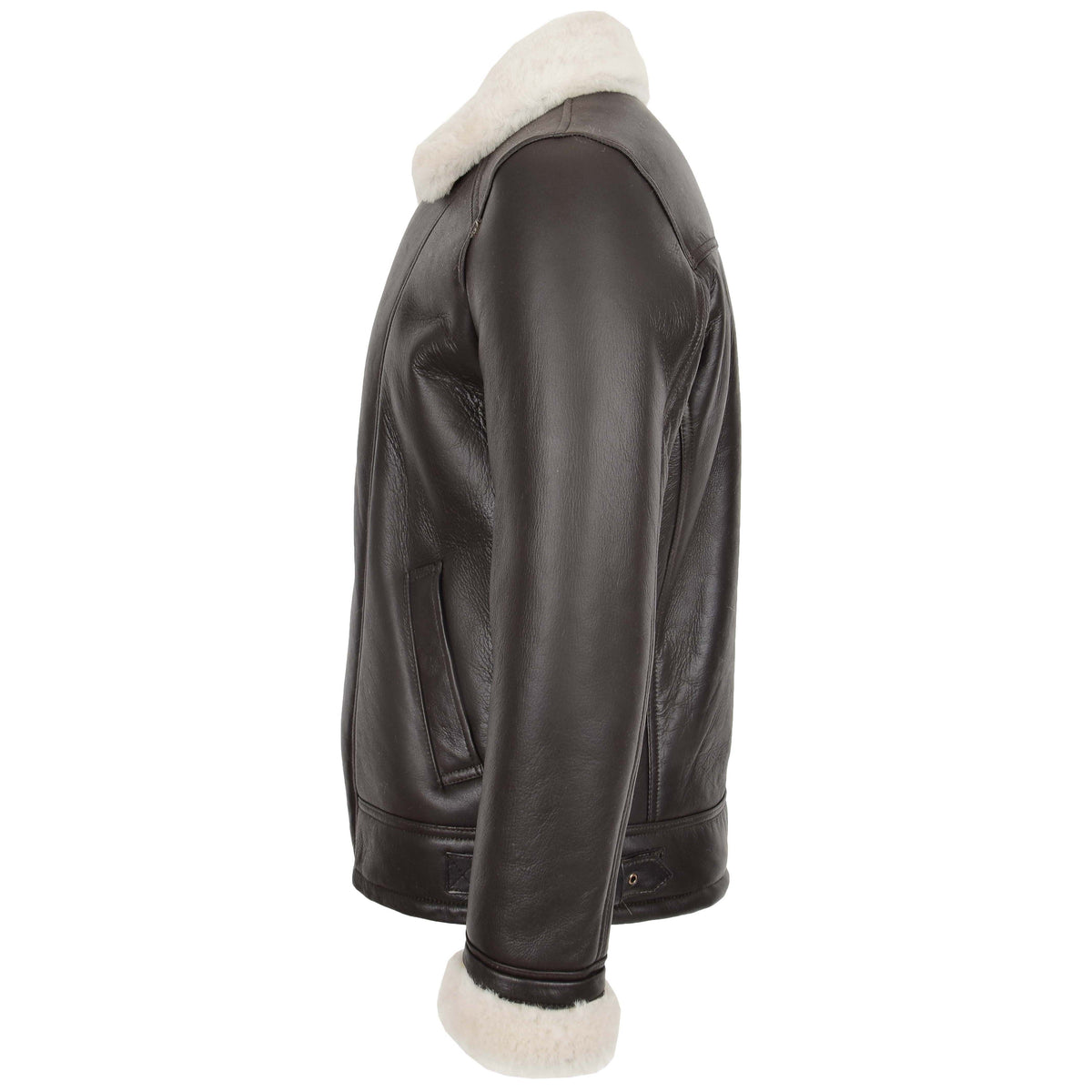 Mens Aviator Sheepskin Pilot Jacket Blen Brown White - genuine sheepskin jacket in brown white with aviator