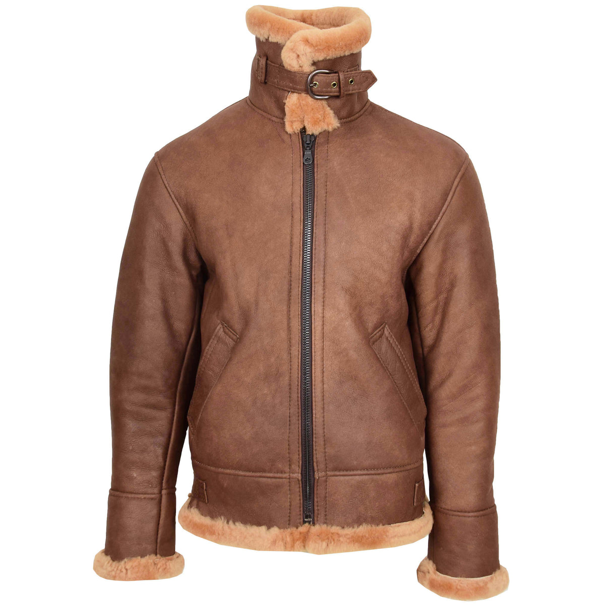 Mens B3 Sheepskin Vintage Flying Jacket Felix Tan - genuine sheepskin jacket in tan with vintage