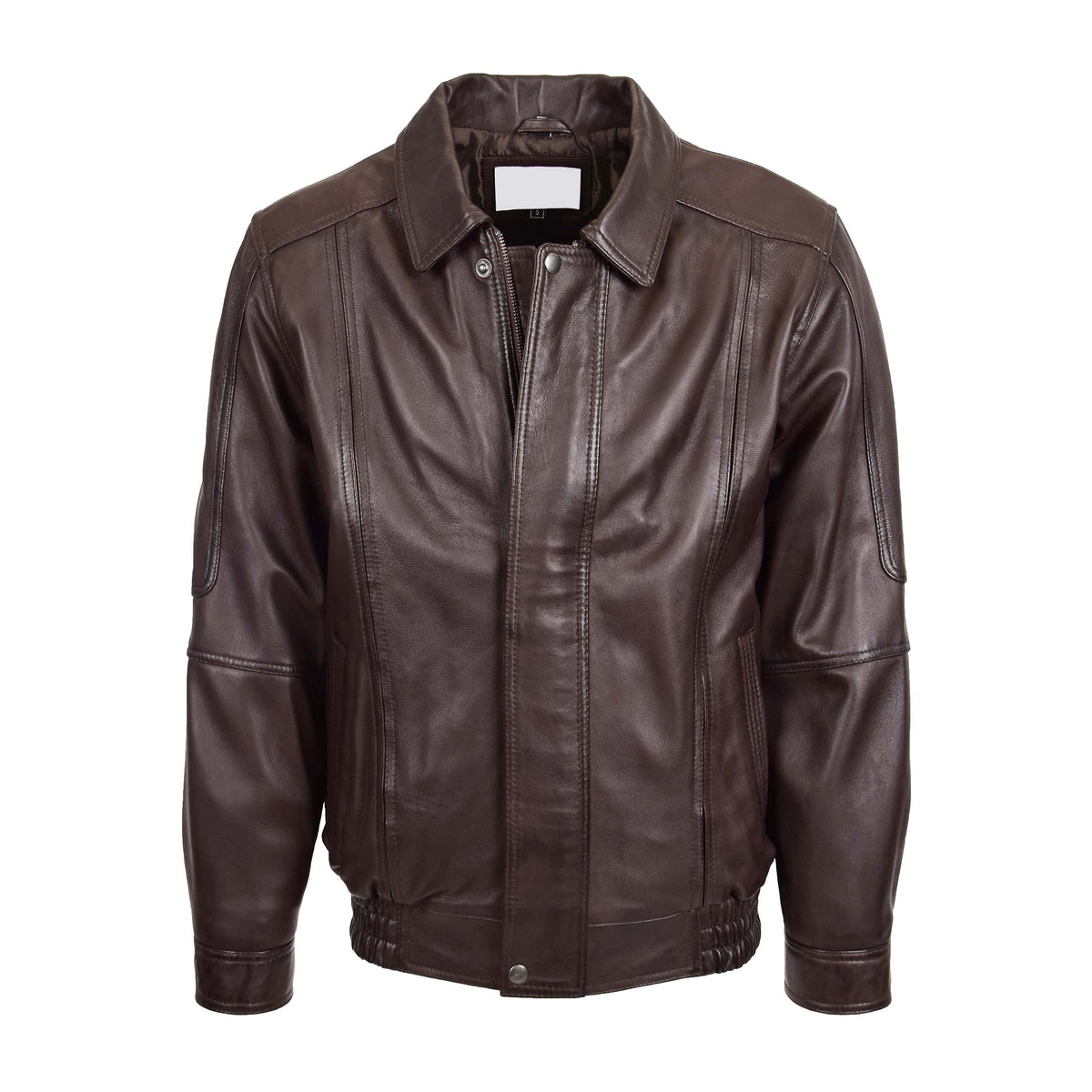 Mens Bomber Leather Jacket Classic Style Jim Brown Nappa - genuine leather jacket in brown nappa with bomber