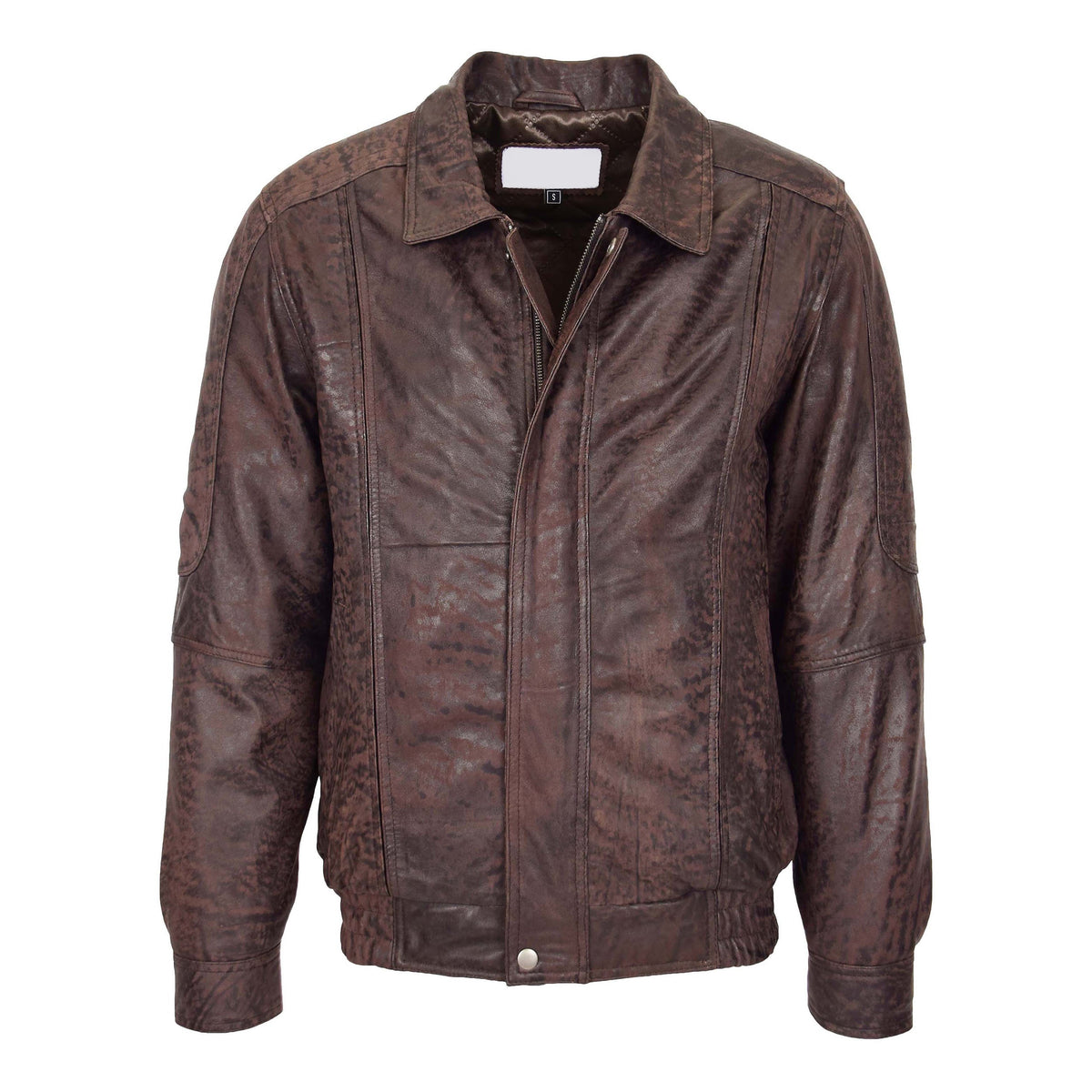 Mens Bomber Leather Jacket Classic Style Jim Brown Nubuck - genuine leather jacket in brown nubuck with bomber