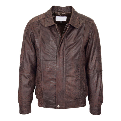 Mens Bomber Leather Jacket Classic Style Jim Brown Nubuck - genuine leather jacket in brown nubuck with bomber