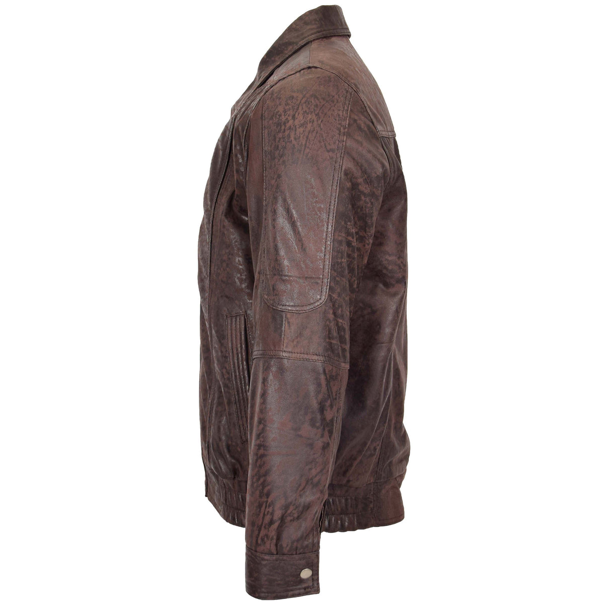 Mens Bomber Leather Jacket Classic Style Jim Brown Nubuck - genuine leather jacket in brown nubuck with bomber