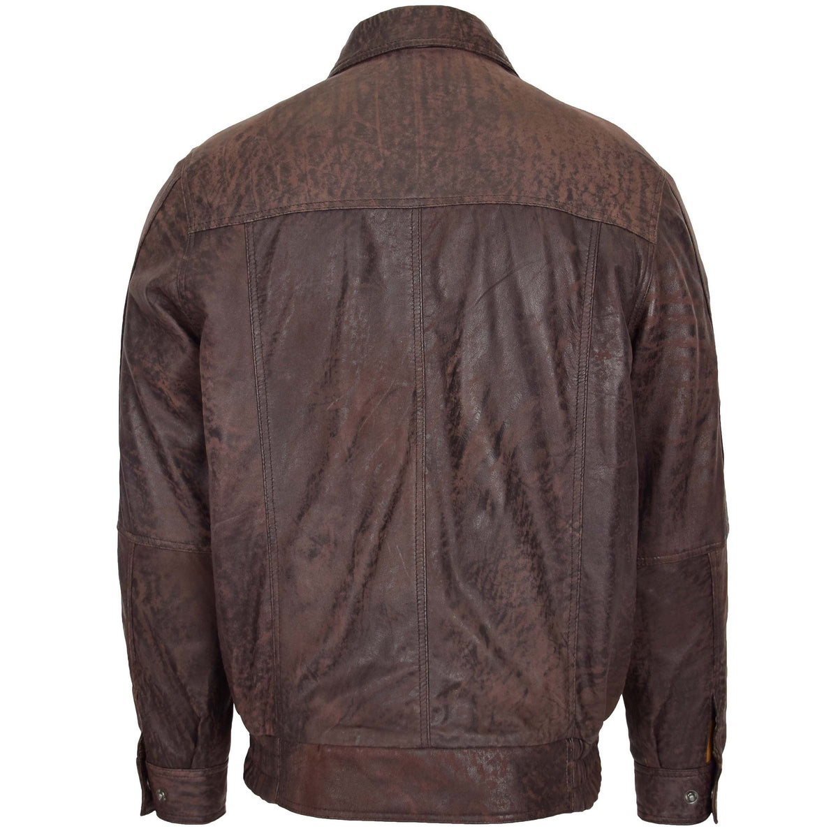 Mens Bomber Leather Jacket Classic Style Jim Brown Nubuck - genuine leather jacket in brown nubuck with bomber