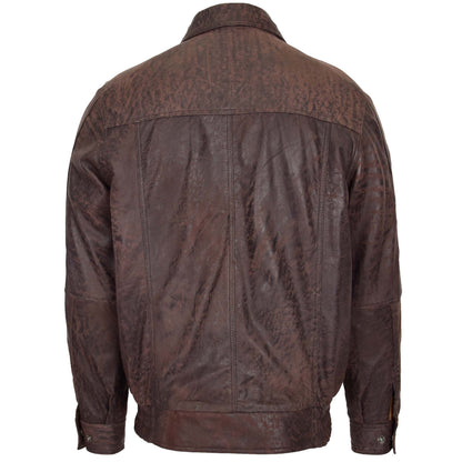 Mens Bomber Leather Jacket Classic Style Jim Brown Nubuck - genuine leather jacket in brown nubuck with bomber