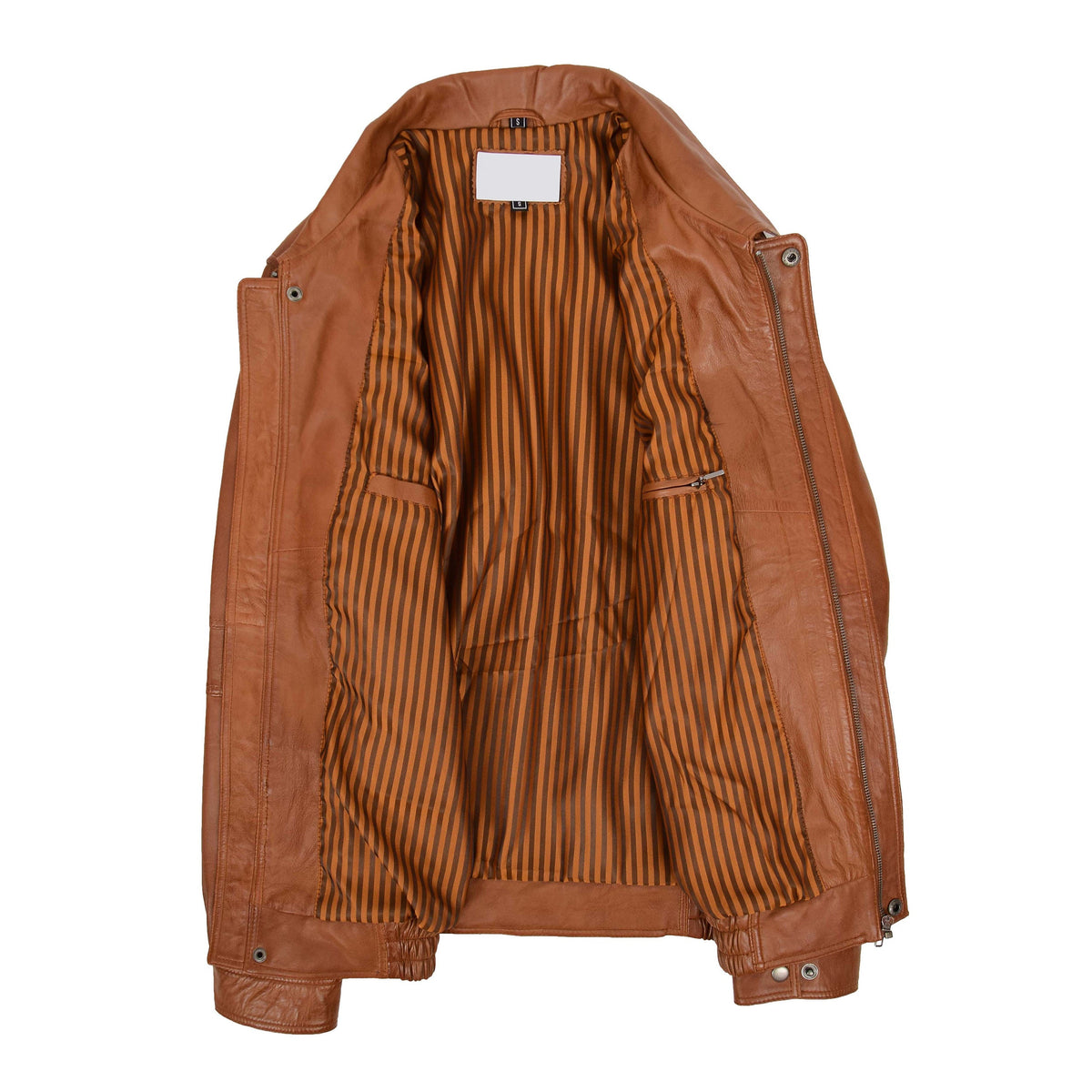 Mens Bomber Leather Jacket Classic Style Jim Tan - genuine leather jacket in tan with bomber