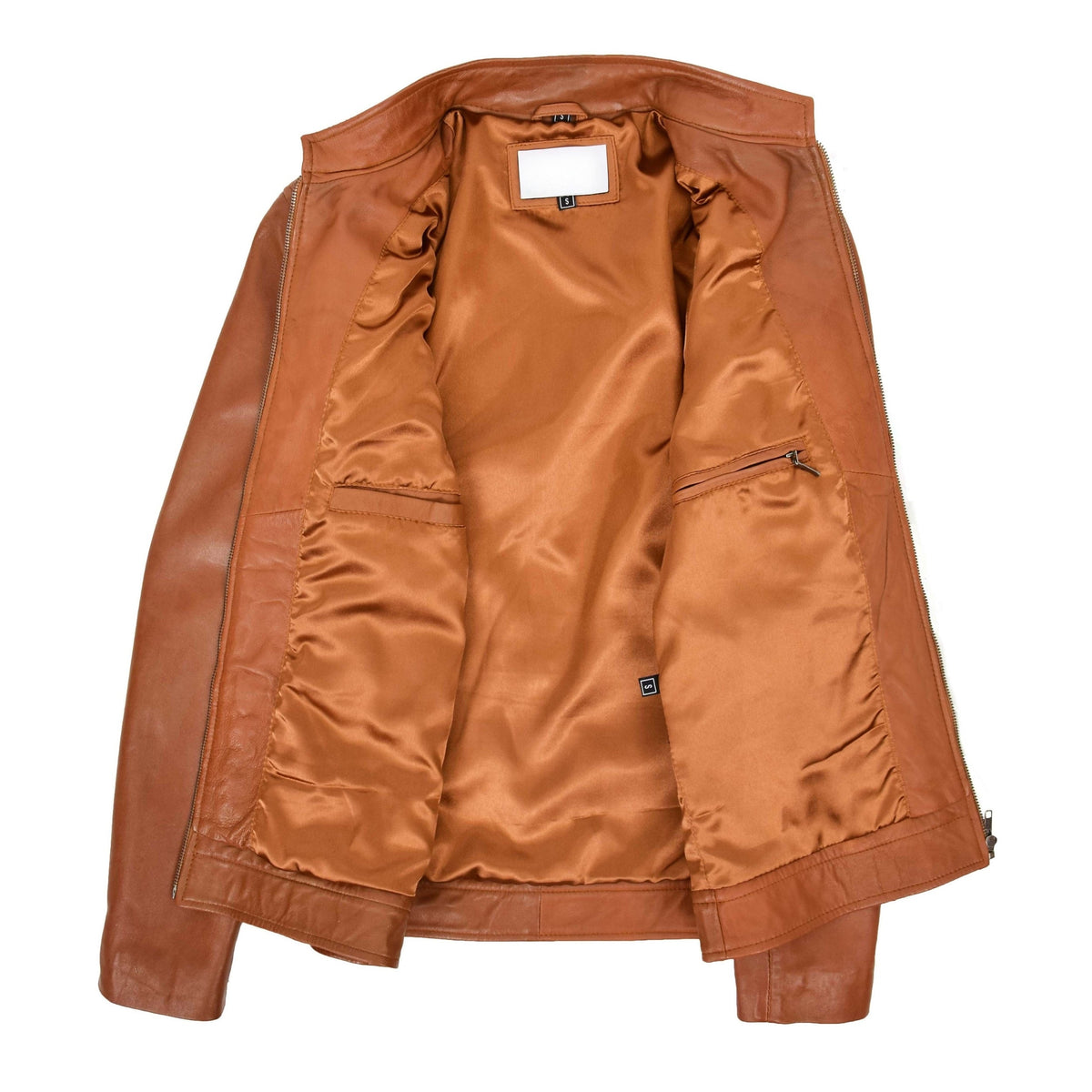 Mens Casual Biker Leather Jacket Jaime Tan - genuine leather jacket in tan with biker
