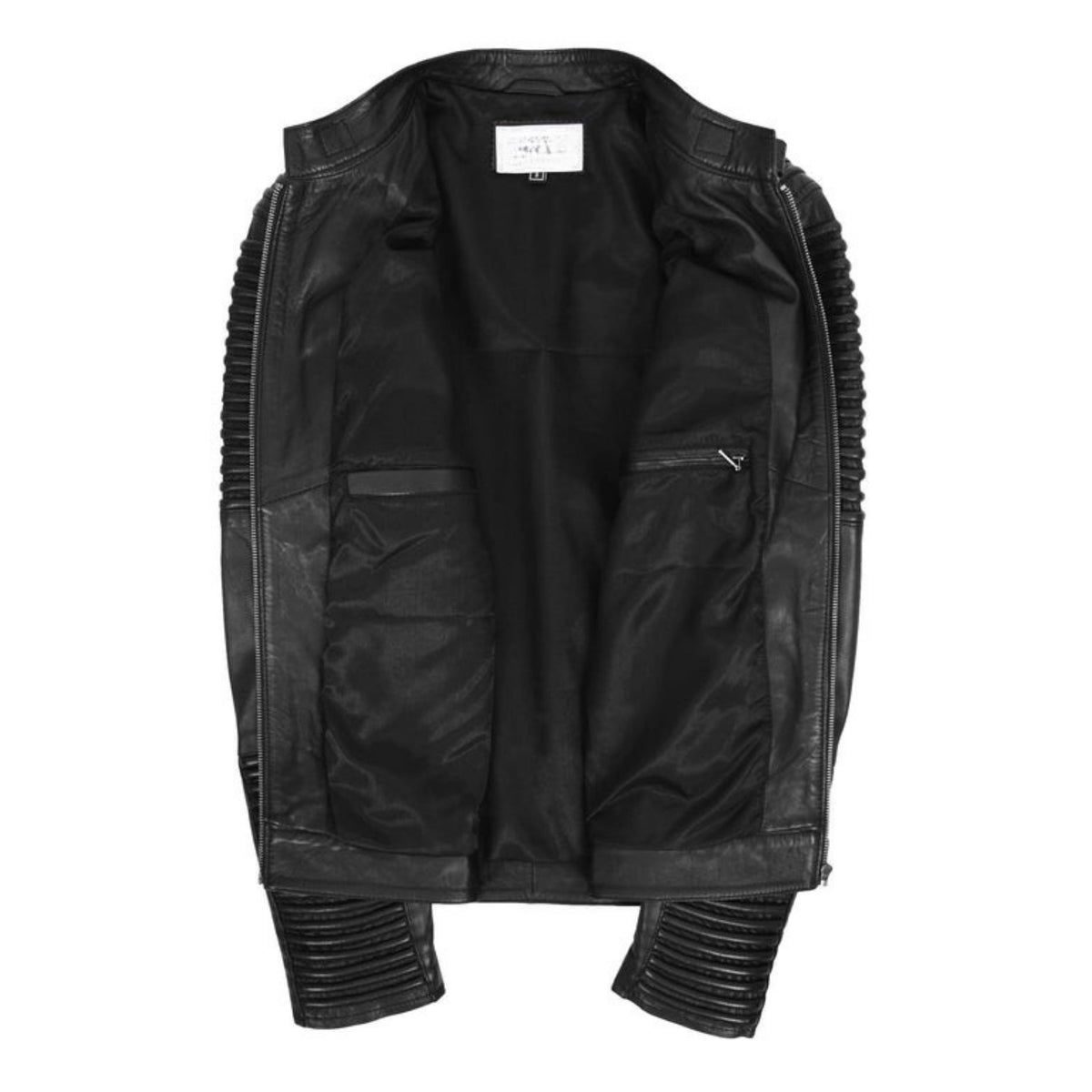 Mens Casual Soft Leather Biker Jacket Nelson Black - genuine leather jacket in black with four outer pockets
