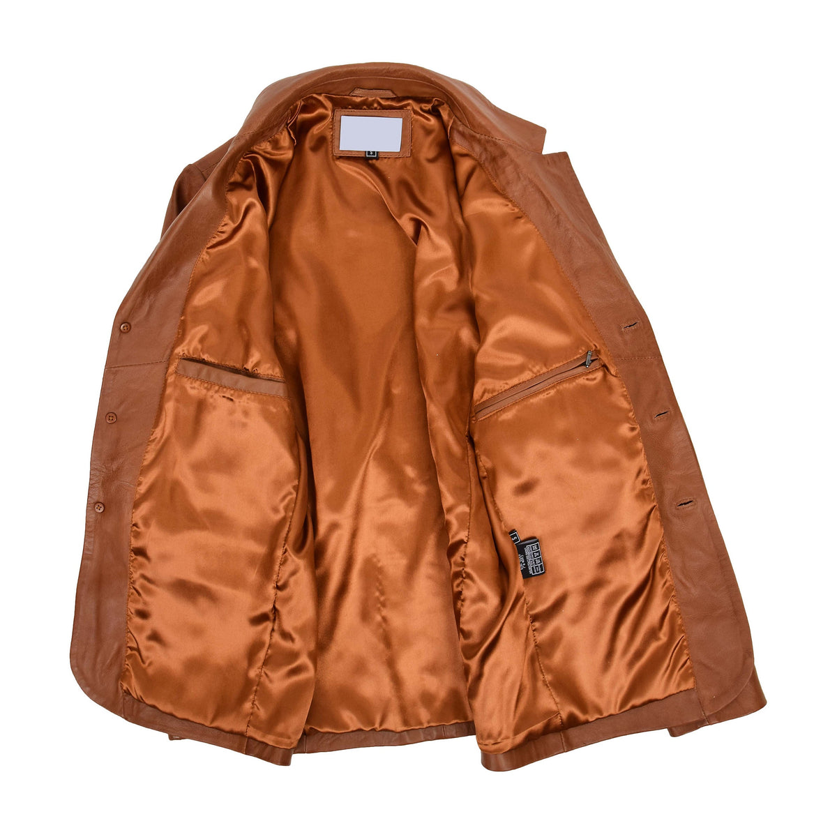 Mens Classic Three Button Soft Leather Blazer David Tan - genuine leather jacket in tan with two outer pockets