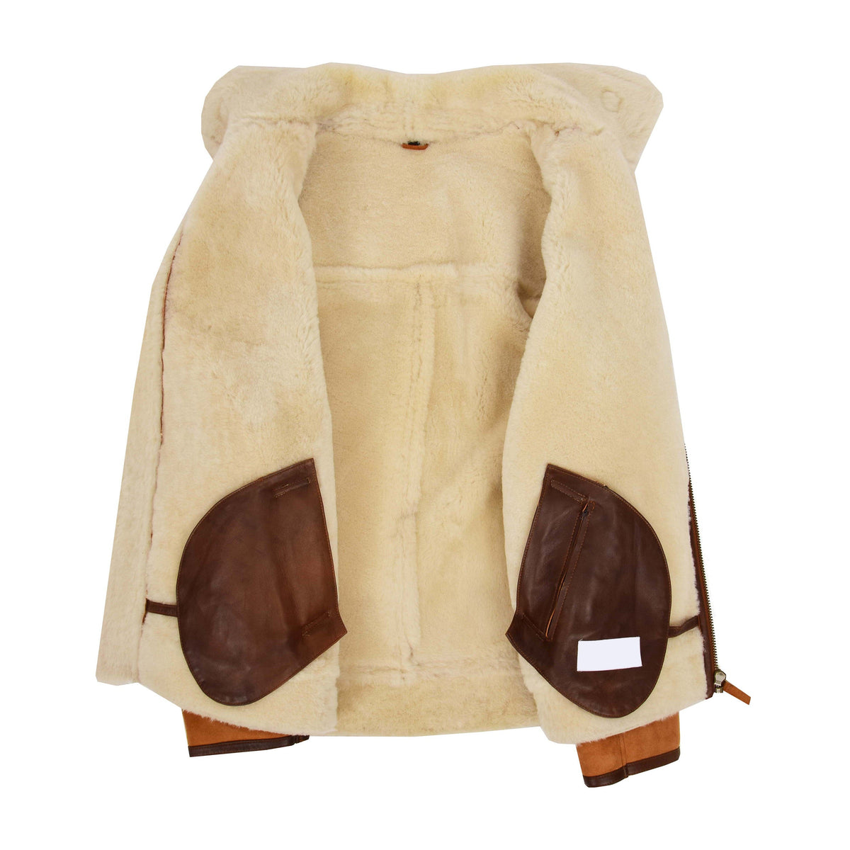 Mens Classic Top Gun Sheepskin B3 Jacket Dean Tan White - genuine sheepskin jacket in tan white with two outer pockets