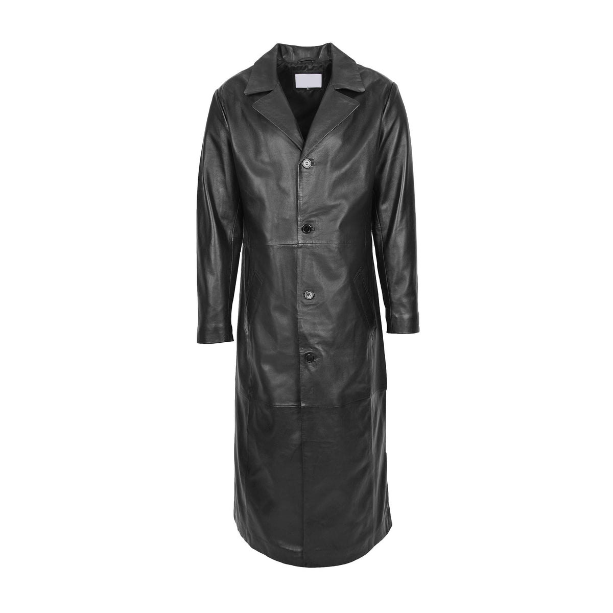 Mens Full Length Blazer Coat Freddie Black - genuine leather coat in black with two outer pockets