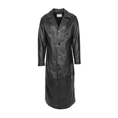 Mens Full Length Blazer Coat Freddie Black - genuine leather coat in black with two outer pockets
