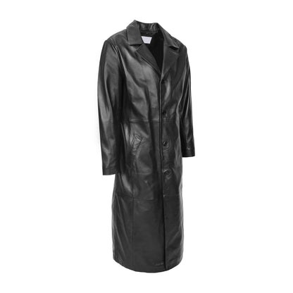 Mens Full Length Blazer Coat Freddie Black - genuine leather coat in black with blazer
