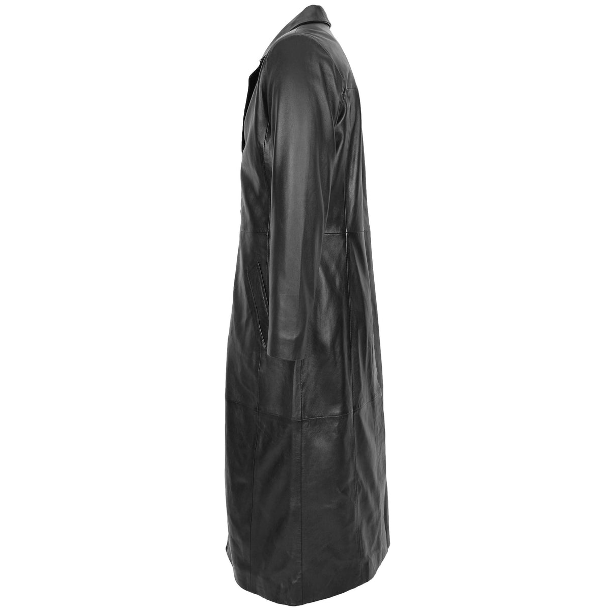 Mens Full Length Blazer Coat Freddie Black - genuine leather coat in black with two outer pockets