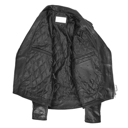 Mens Heavy Duty Leather Biker Brando Jacket Kyle Black - genuine leather jacket in black with biker