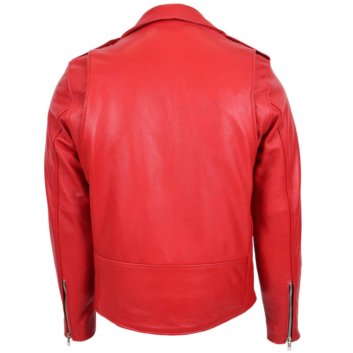Mens Heavy Duty Leather Biker Brando Jacket Kyle Red - genuine leather jacket in red with biker