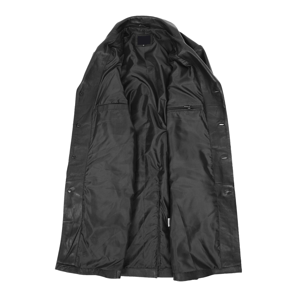 Mens Leather 3/4 Length Coat Jimmy Black - genuine leather coat in black with two outer pockets