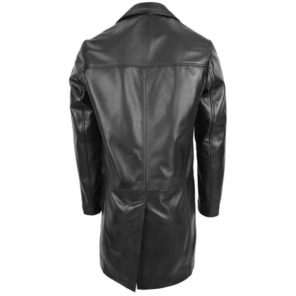 Mens Leather 3/4 Length Coat Jimmy Black - genuine leather coat in black with 3/4 length