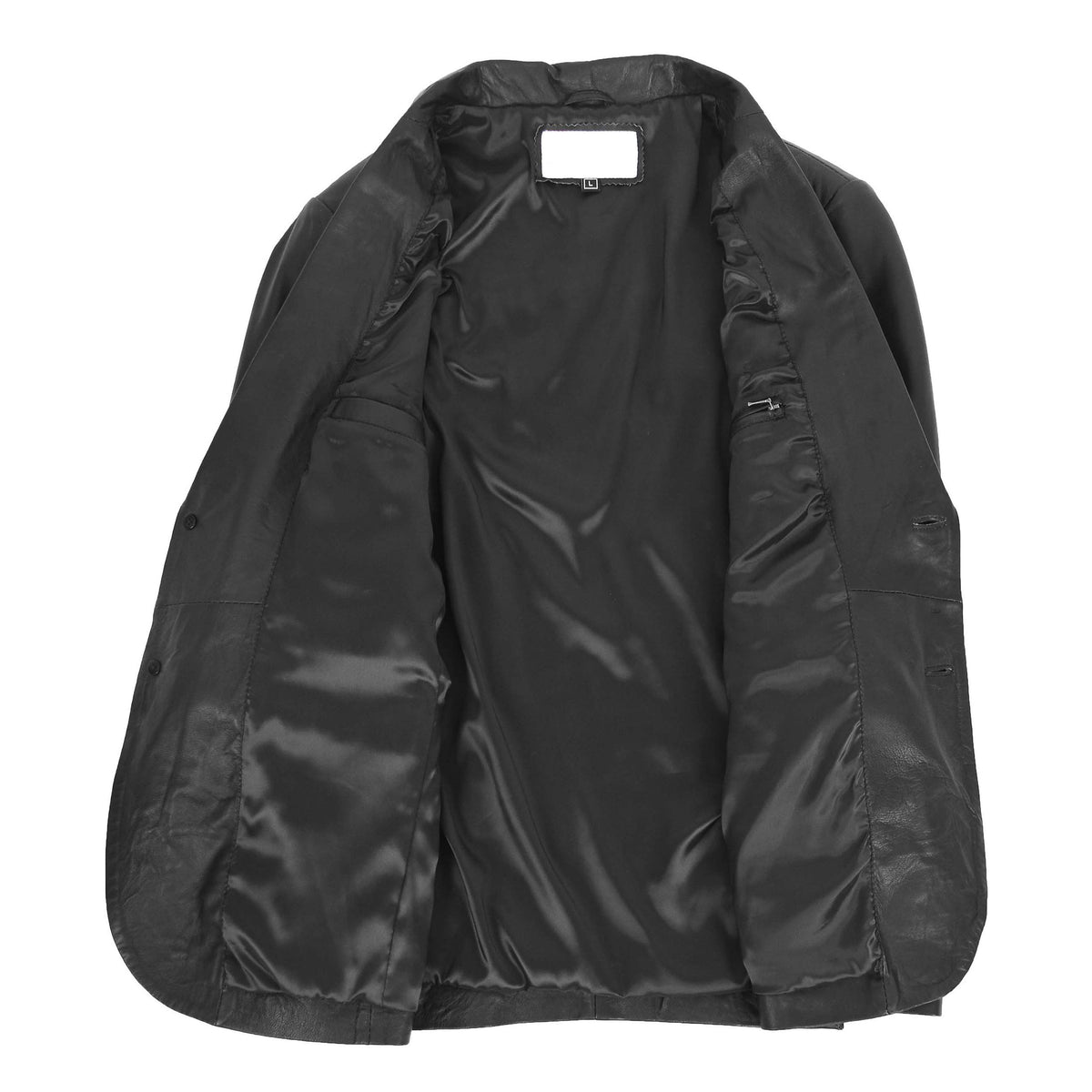 Mens Leather Blazer Two Button Jacket Zavi Black - genuine leather jacket in black with two button