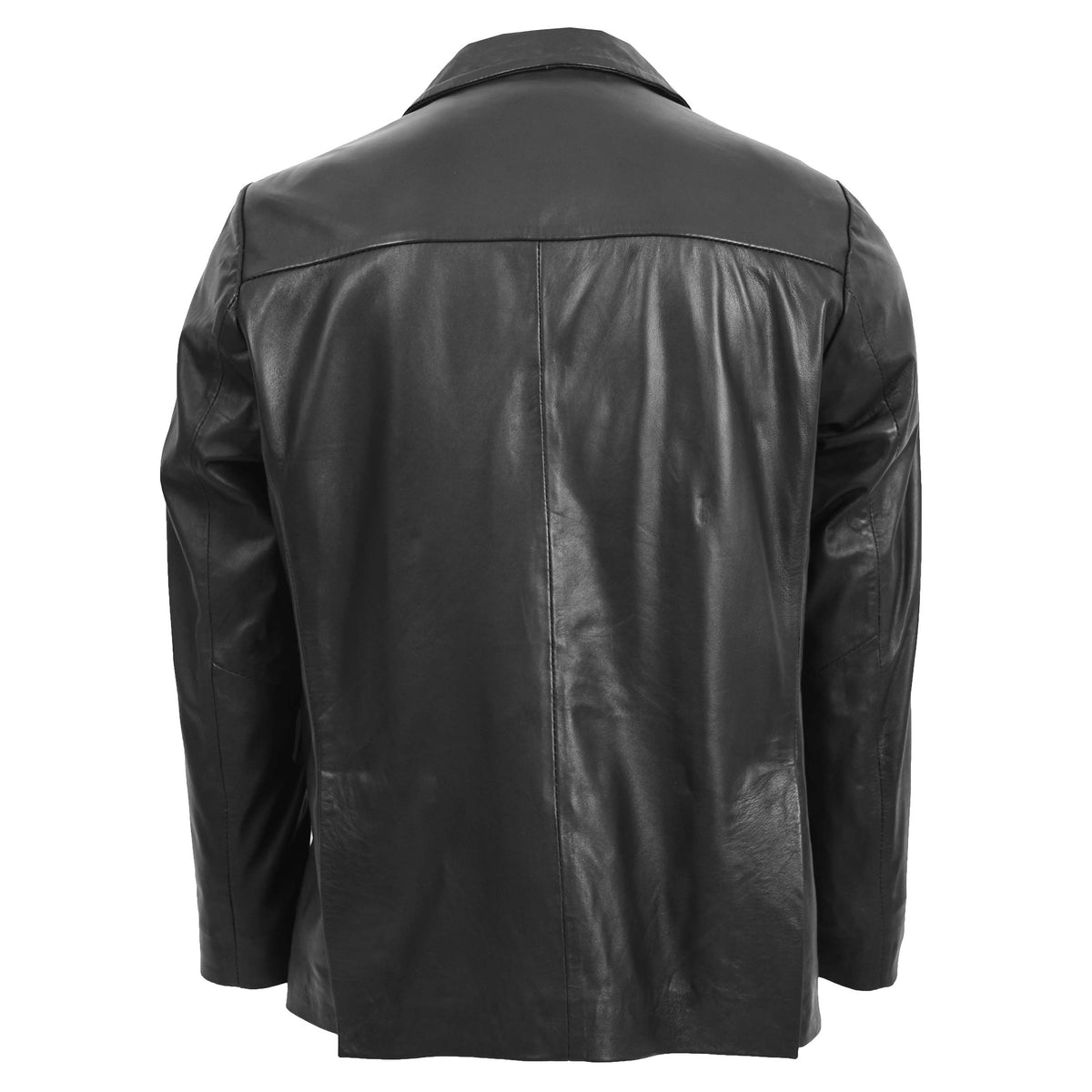 Mens Leather Blazer Two Button Jacket Zavi Black - genuine leather jacket in black with blazer