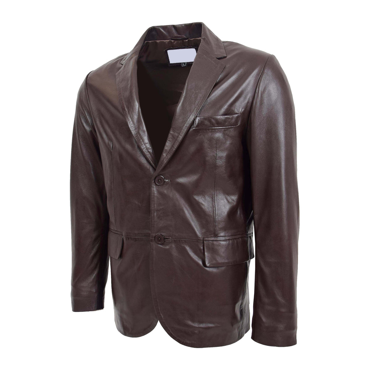 Mens Leather Blazer Two Button Jacket Zavi Brown - genuine leather jacket in brown with blazer