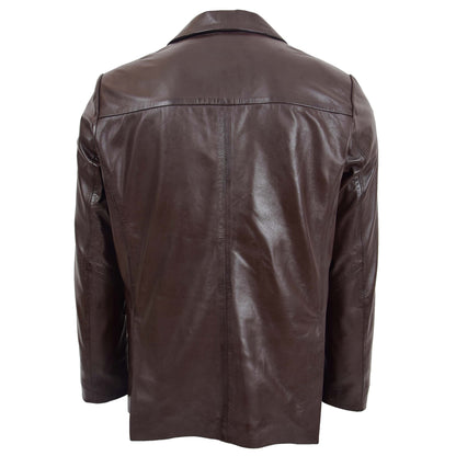 Mens Leather Blazer Two Button Jacket Zavi Brown - genuine leather jacket in brown with blazer