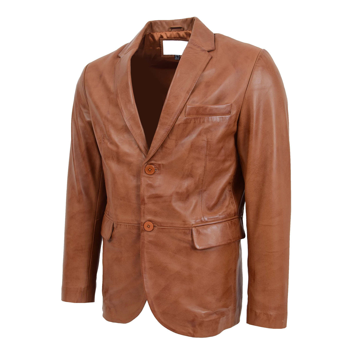 Mens Leather Blazer Two Button Jacket Zavi Tan - genuine leather jacket in tan with blazer