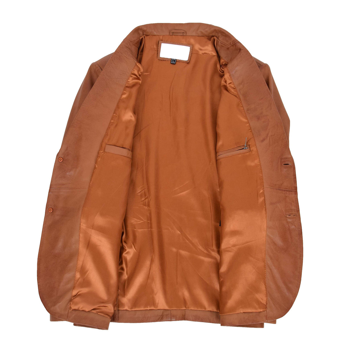 Mens Leather Blazer Two Button Jacket Zavi Tan - genuine leather jacket in tan with two button