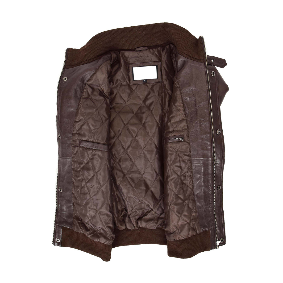 Mens Leather Bomber Flight Jacket Tom Brown - genuine leather jacket in brown with four outer pockets