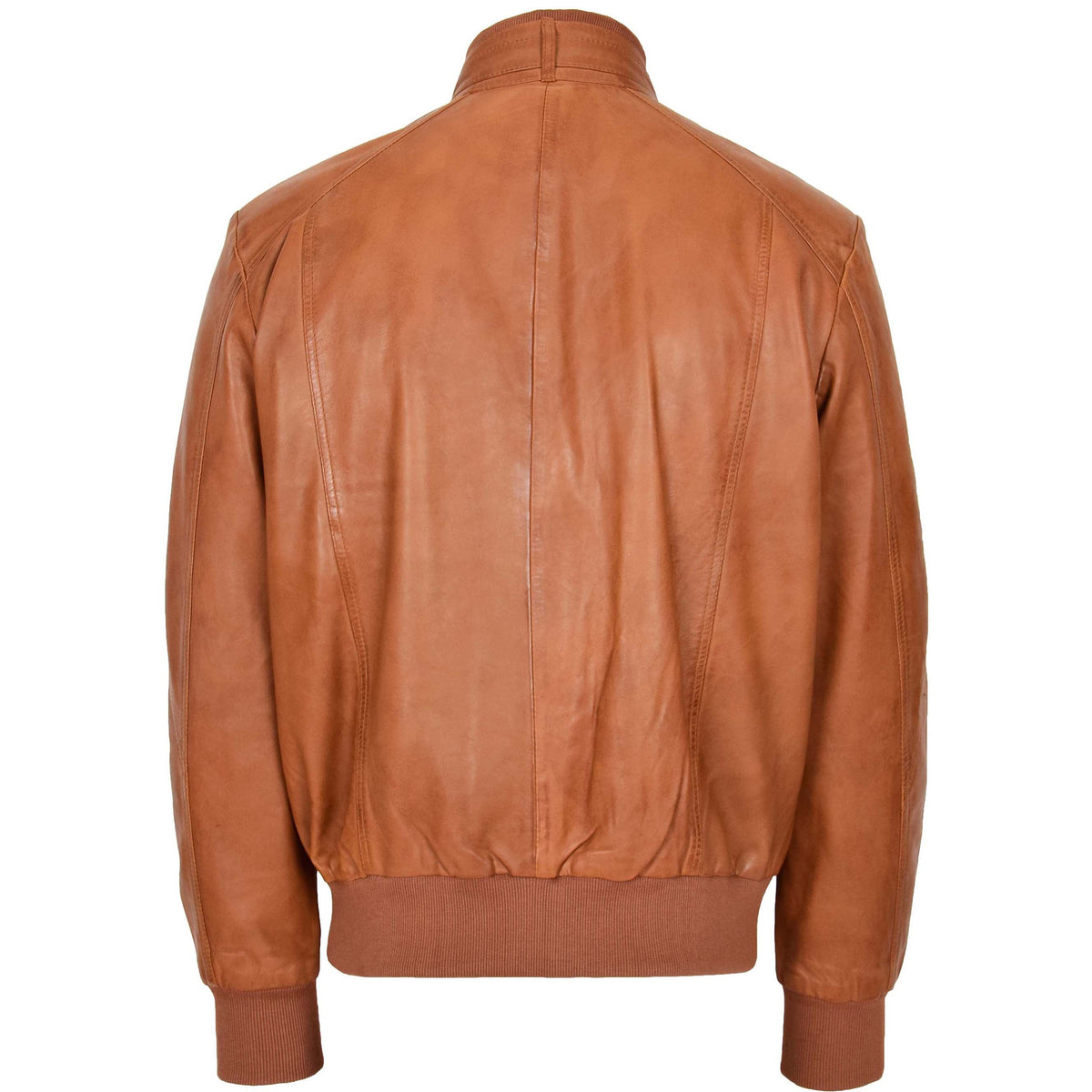 Mens Leather Bomber Flight Jacket Tom Tan - genuine leather jacket in tan with bomber