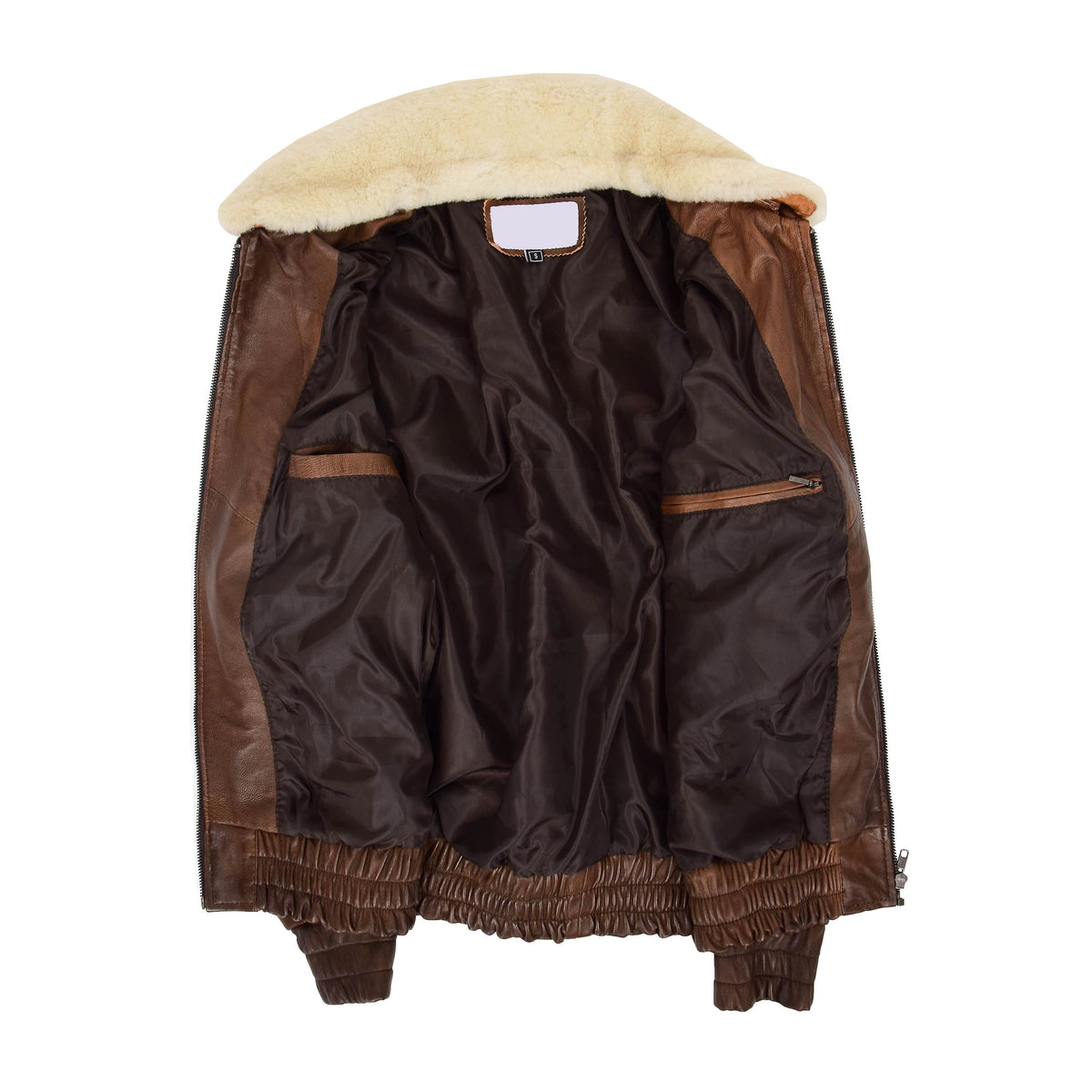 Mens Leather Bomber Jacket G-1 Aviator Style Cooper Brown - genuine sheepskin jacket in brown with bomber