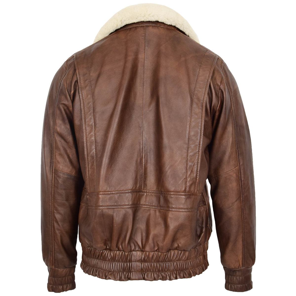 Mens Leather Bomber Jacket G-1 Aviator Style Cooper Brown - genuine sheepskin jacket in brown with aviator