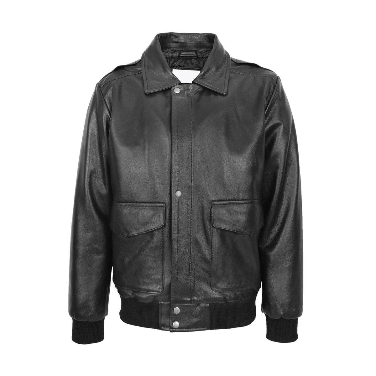 Mens Leather Bomber Jacket G-1 Aviator Style Jarrod Black - genuine sheepskin jacket in black with bomber