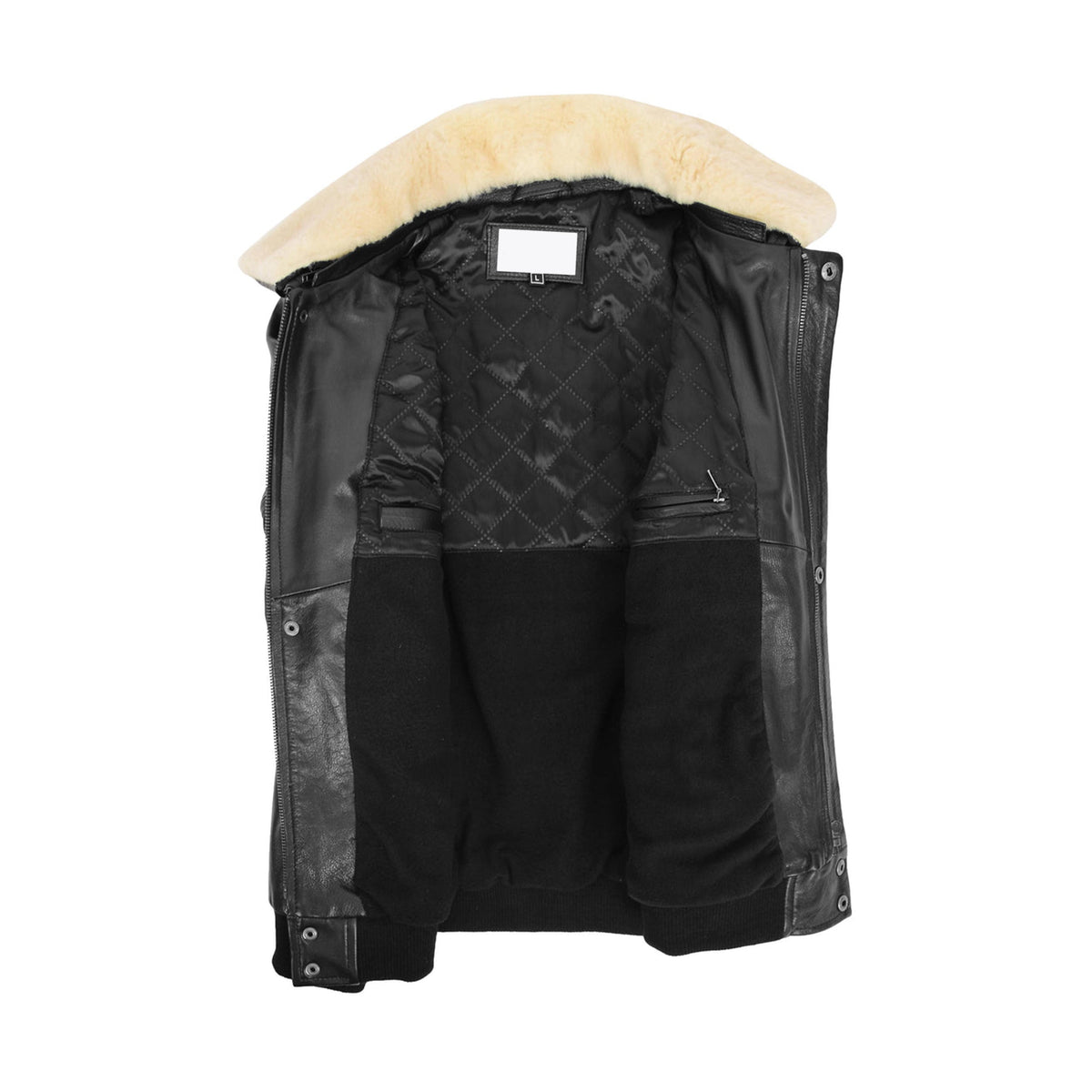 Mens Leather Bomber Jacket G-1 Aviator Style Jarrod Black - genuine sheepskin jacket in black with bomber