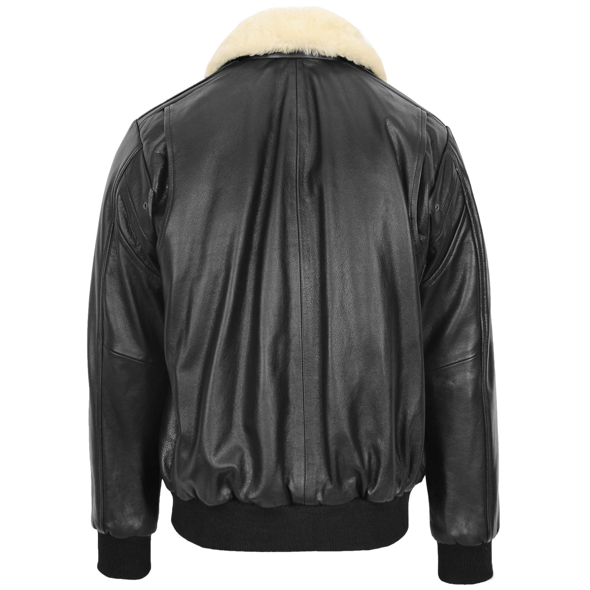 Mens Leather Bomber Jacket G-1 Aviator Style Jarrod Black - genuine sheepskin jacket in black with aviator