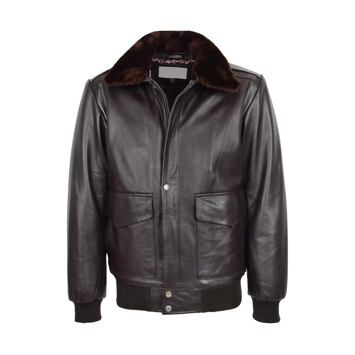 Mens Leather Bomber Jacket G-1 Aviator Style Jarrod Brown - genuine sheepskin jacket in brown with four outer pockets