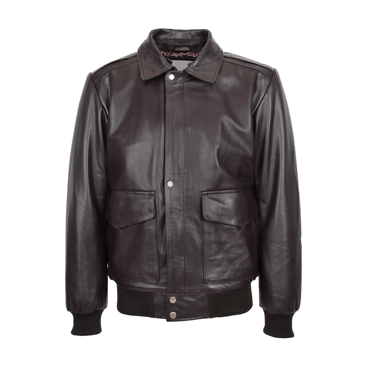 Mens Leather Bomber Jacket G-1 Aviator Style Jarrod Brown - genuine sheepskin jacket in brown with bomber