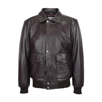 Mens Leather Bomber Jacket G-1 Aviator Style Jarrod Brown - genuine sheepskin jacket in brown with bomber