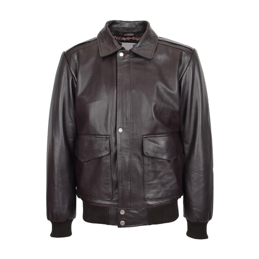 Mens Leather Bomber Jacket G-1 Aviator Style Jarrod Brown - genuine sheepskin jacket in brown with bomber