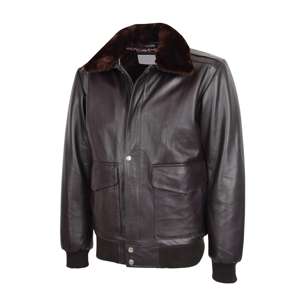 Mens Leather Bomber Jacket G-1 Aviator Style Jarrod Brown - genuine sheepskin jacket in brown with aviator