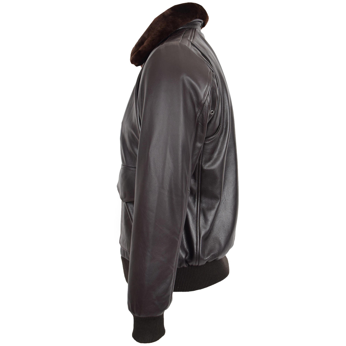 Mens Leather Bomber Jacket G-1 Aviator Style Jarrod Brown - genuine sheepskin jacket in brown with four outer pockets