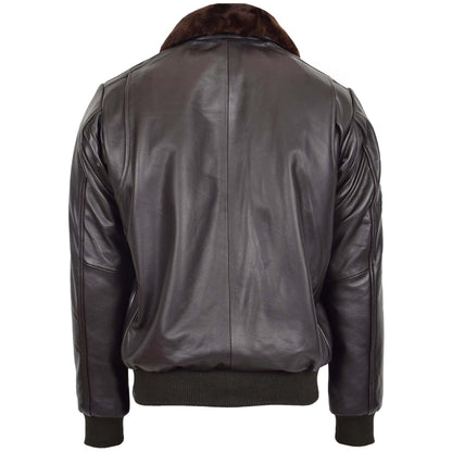 Mens Leather Bomber Jacket G-1 Aviator Style Jarrod Brown - genuine sheepskin jacket in brown with aviator