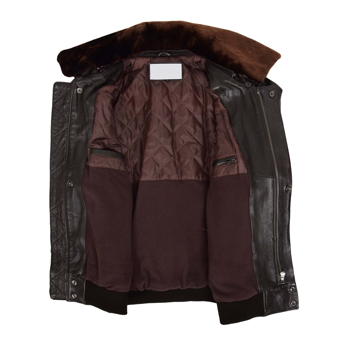 Mens Leather Bomber Pilot Jacket Removable Collar Leroy Brown - genuine leather jacket in brown with bomber