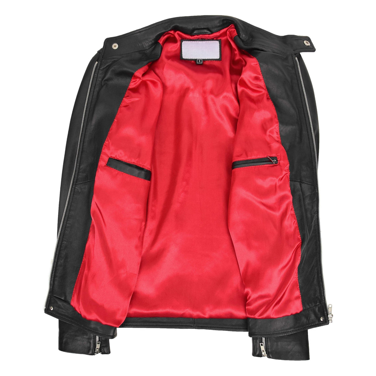 Mens Leather Cafe Racer Casual Biker Jacket Gerard Black - genuine leather jacket in black with three outer pockets