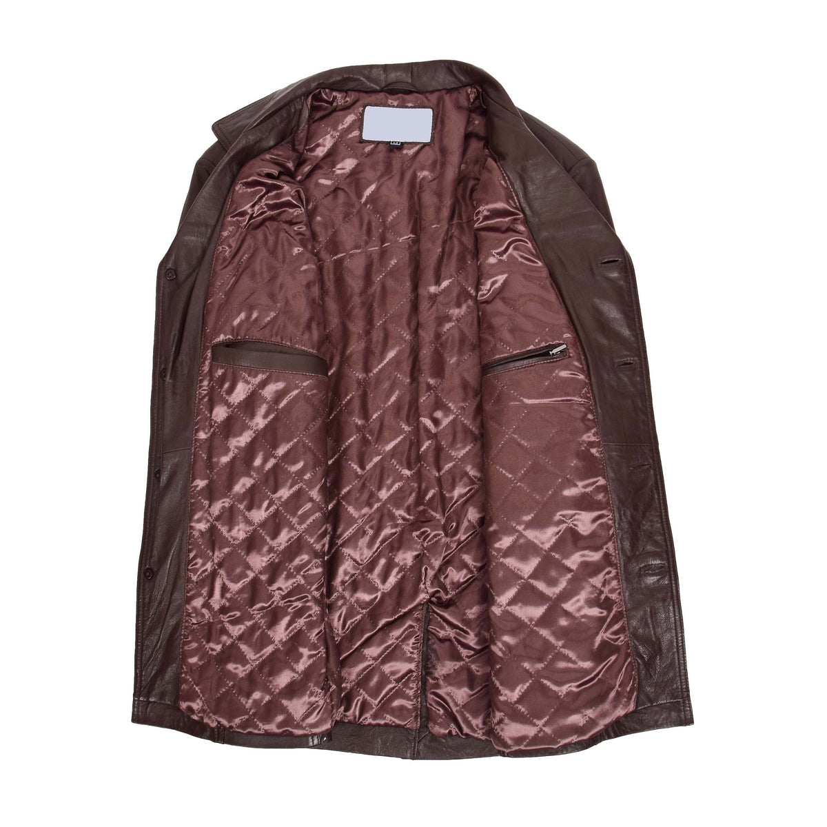 Mens Leather Classic Reefer Jacket Thrill Brown - genuine leather jacket in brown with two outer pockets
